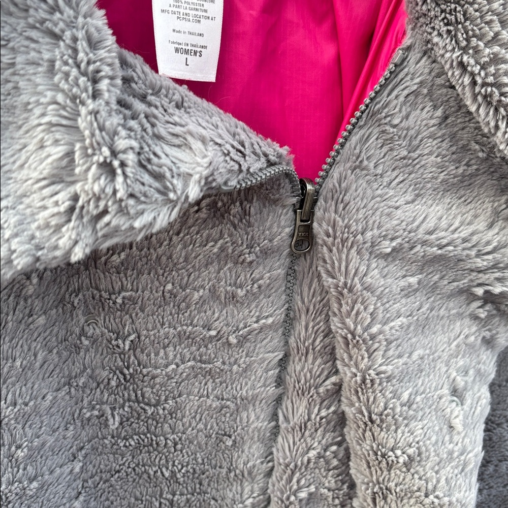 Patagonia Gray Teddy Jacket with Pink Lining size L womens - Picture 11 of 12